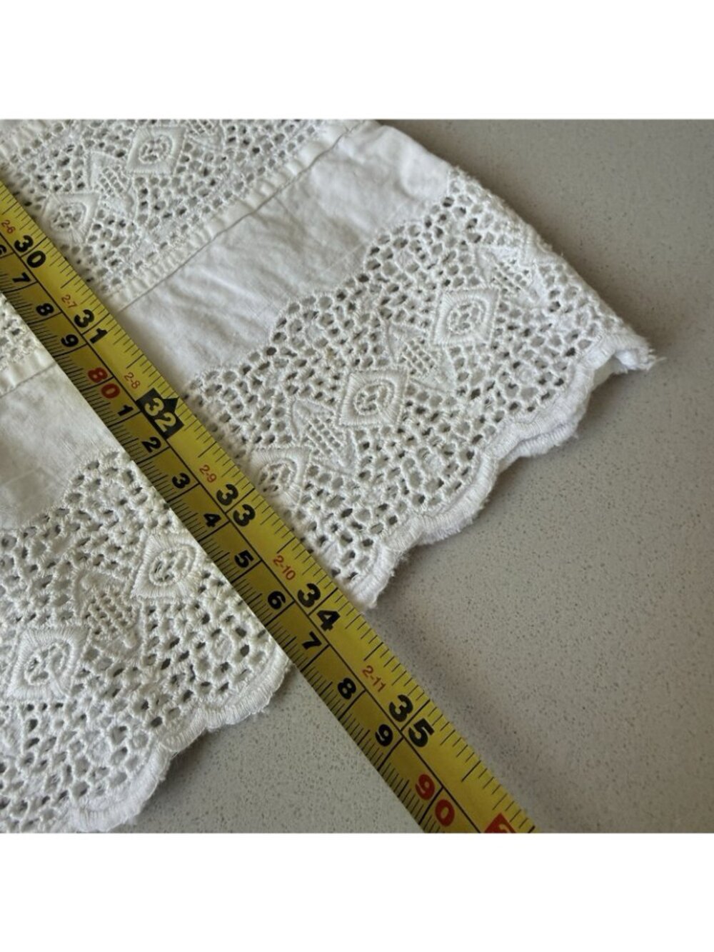 Vintage White 1 King Bedsheet And 2 King Shams Pillowcases Crochet Lace Borders - Picture 10 of 16